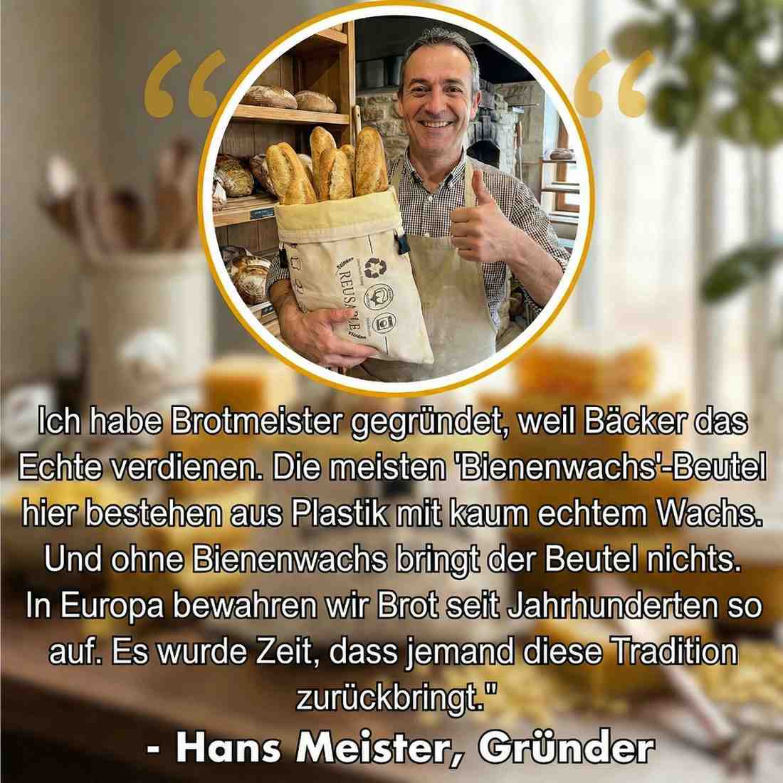 Premium-Brotbeutel aus 100 % Baumwolle und Bienenwachs