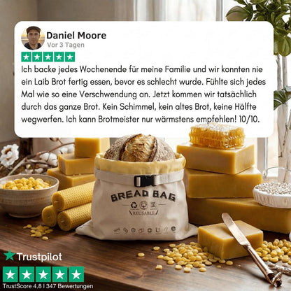 Premium-Brotbeutel aus 100 % Baumwolle und Bienenwachs